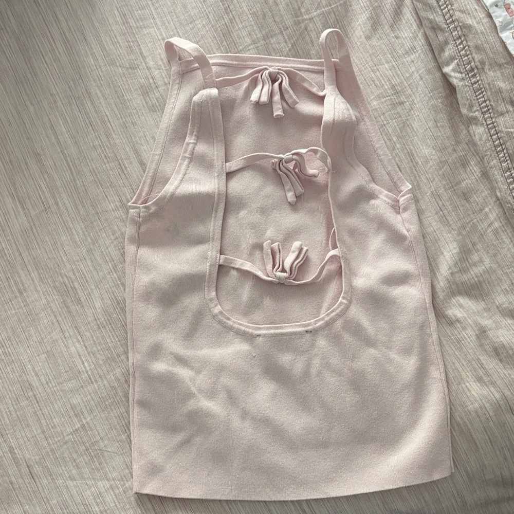 Zara Pink Sleeveless Top with Bow Details